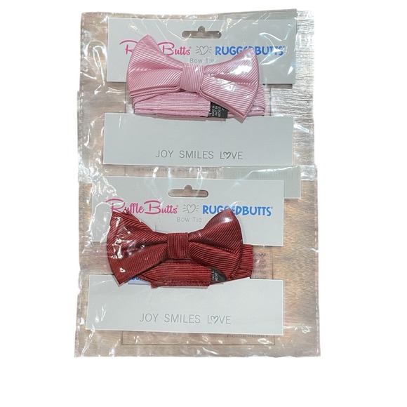 Ruffle Butts Rugged Butts Bow Tie Set Of 2 Pink Red Size 2t - 5 New NWT Boy - Picture 1 of 2